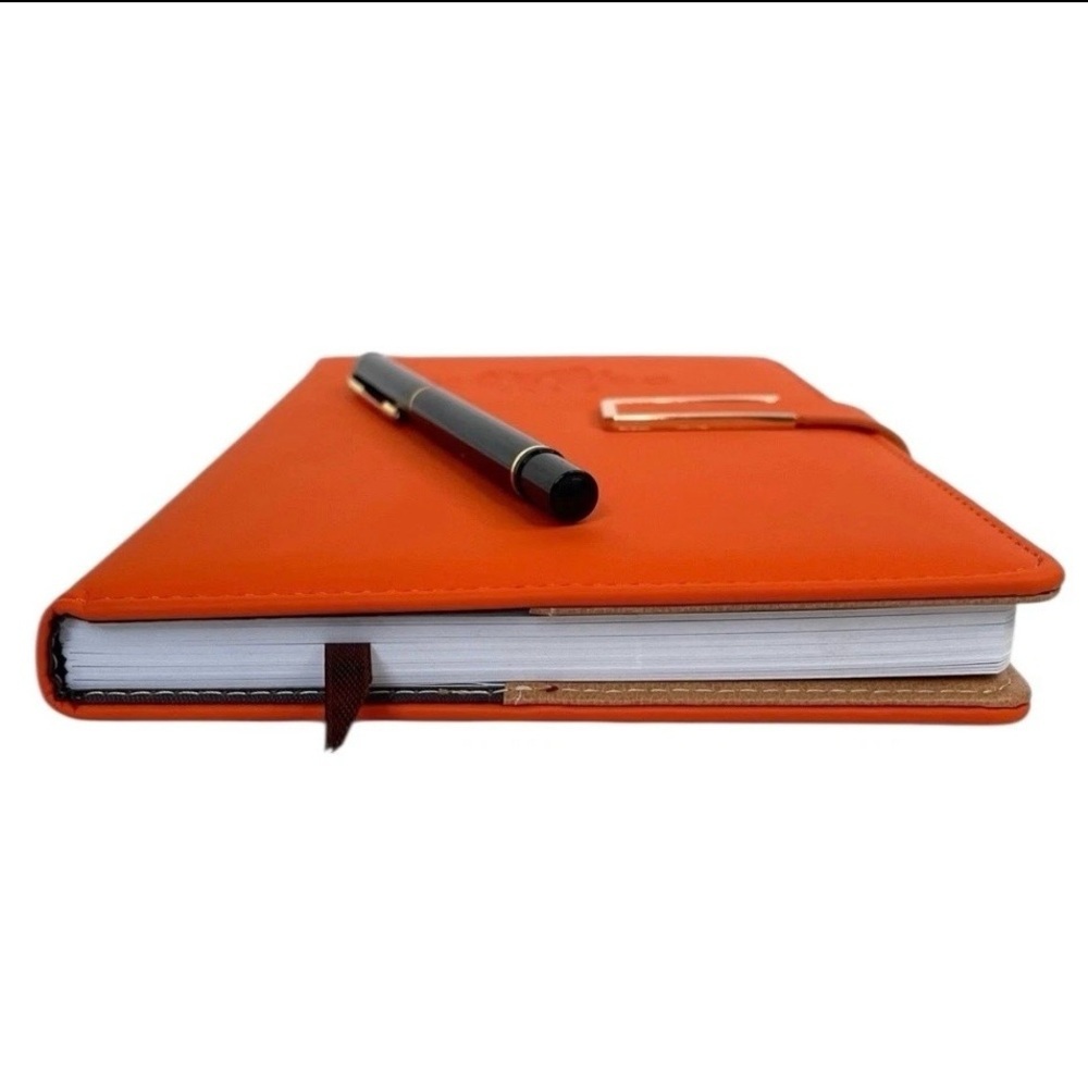 Hermès Orange Notebook + Branded Pen (Lined Refillable Shell - Picture 3 of 9